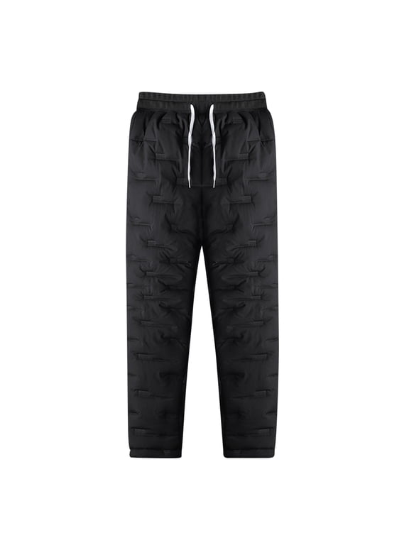 Men's Winter Warm Loose Utility Down Pants Sassy High Waisted Nylon Compression Snow Trousers Winter Down Cotton Pants Warm Eastic Waist Cotton Pants Full Length Pants