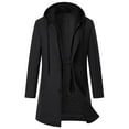 thumbnail image 1 of JXMVOJ Men's Wool Coat Hoodie Long Trench Coat Cotton Casual Woollen Overcoat Jacket, 1 of 7