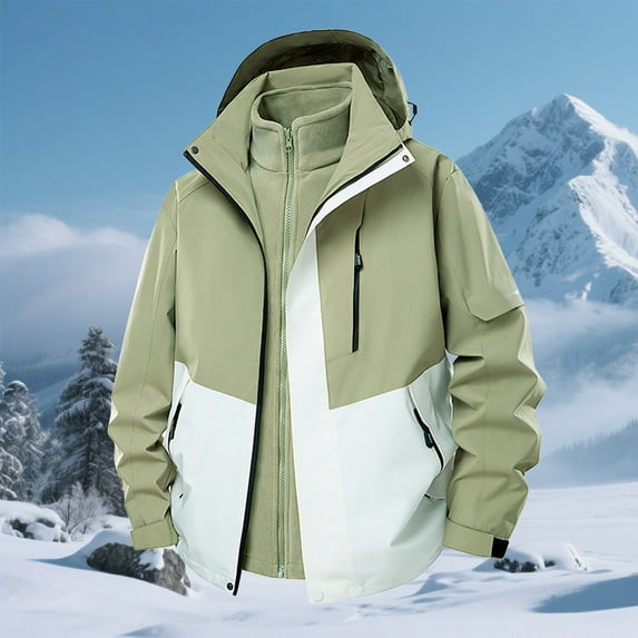 JXMVOJ Men's Zip Up Hoodies Windproof Fleece Jacket Solid Color Outdoors Mountaineering Warm Long Sleeve Jackets Comfort Outwear Casual Zipper Coat Multi-Pocket