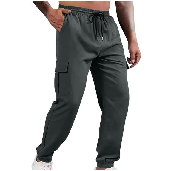 JXMVOJ Mens Casual Joggers Pants Stretch Waist Drawstring Cargo Pants Tapered Sweatpants with Pockets