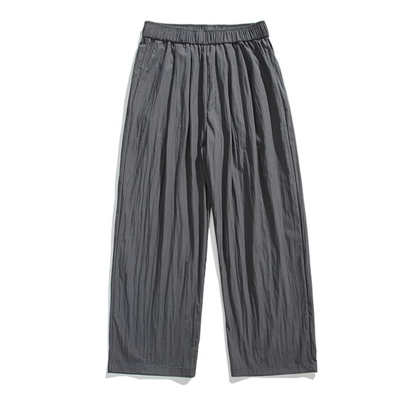 JXMVOJ Mens Casual Pants Loose Fit Elastic Drawstring Waist Wide-Legs Summer Yoga Beach Long Pants Men's New Solid Color Casual Lazy Style Fashionable Wide Leg Pants