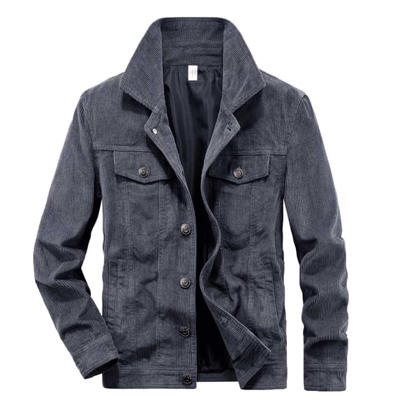 JXMVOJ Mens Corduroy Trucker Jacket Fit Button Down Fall Winter Coat Men's Winter Corduroy Jacket Lamb Wool Loose Lapel Outwear Coat