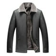 thumbnail image 1 of JXMVOJ Mens Leather Jacket 3/4 Length Leather Coat Warm Winter Long PU Leather Jacket Lined Duster Trench Coat Men Vintage Jacket Fleecing Leather Hooded Long Sleeve Coat Fashion Casual Tops, 1 of 1