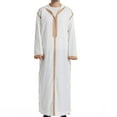 thumbnail image 1 of JXMVOJ Mens Muslim Thobe Islamic Long Sleeve Robes Middle East Arab Dubai Solid Kaftan Long Gown Shirts Men's Robe Arab Middle Robe Long Style Long Sleeve Neck Pocket Long Shirt Fashion Casual Robe, 1 of 1