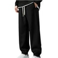 thumbnail image 1 of JXMVOJ Mens Pants Baggy Leg Loose Fit Drawstring Elastic Waist Sweatpants Vintage Pants Men's Casual Pocket Pants, 1 of 5