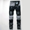 thumbnail image 1 of JXMVOJ Mens Ripped Jeans, Distressed Destroyed Slim Fit Straight Leg Denim Pants Button Zipper Trousers Jeans Pants Full Length Pant, 1 of 9