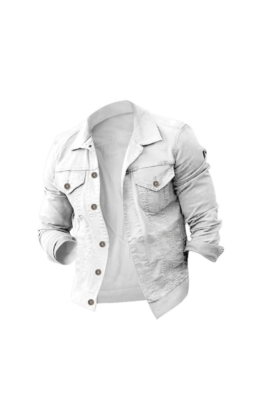 Mens Washed Cotton Military Jacket Pocket Button Long Sleeve Jacket