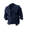 thumbnail image 1 of JXMVOJ Mens Washed Cotton Military Jacket Pocket Button Long Sleeve Jacket, 1 of 4