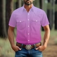 thumbnail image 1 of JXMVOJ Stretch Short Sleeve Shirt with Pockets,Men's Summer Cotton Button Down Casual Shirts,Gradient Print Regular Fit Casual Business Shirt, Lightweight Beach Tops, 1 of 8