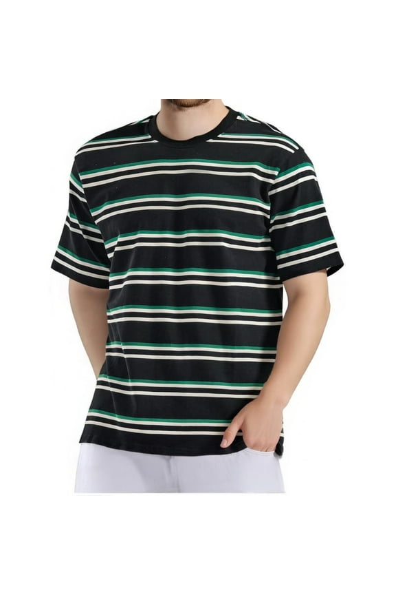 Summer Men's Casual Fashionable Short Sleeve Lapel Top 95% Adhesive 5% Polyamide Soft Stretchy Breathable Fade-Resistant Stripes Running Leisure Gatherings Daily Wear