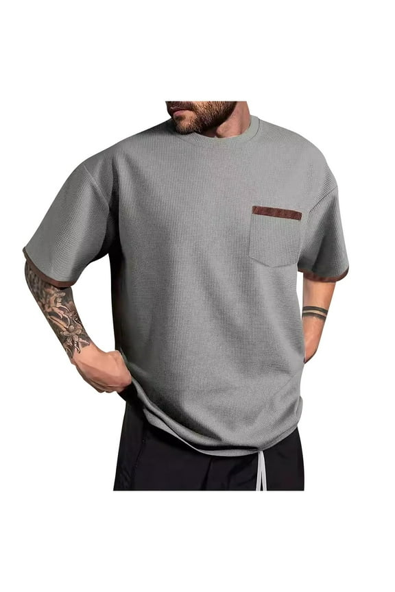Summer Men's Short Sleeve Round Neck T-Shirt Color Blocked Contrast Lines Soft Breathable Polyester Rayon Spandex Blend Casual Daily Beach Gathering Outdoor Activities