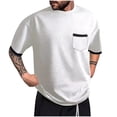 thumbnail image 1 of JXMVOJ Summer Men's Short Sleeve Round Neck T-Shirt Color Blocked Contrast Lines Soft Breathable Polyester Rayon Spandex Blend Casual Daily Beach Gathering Outdoor Activities, 1 of 3