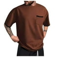thumbnail image 1 of JXMVOJ Summer Men's Short Sleeve Round Neck T-Shirt Color Blocked Contrast Lines Soft Breathable Polyester Rayon Spandex Blend Casual Daily Beach Gathering Outdoor Activities, 1 of 3