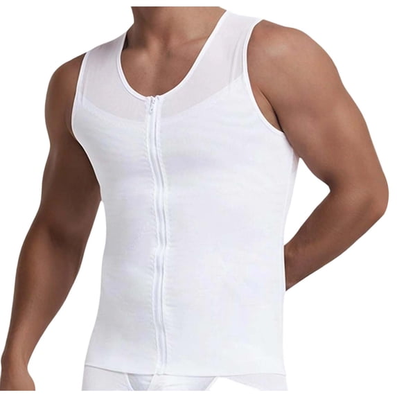 JXMVOJ T Shirt Shapewear for Men Mesh Zipper Thin with Buttons Adjustable Corset Tummy Control Vest High Elastic Breathable Vest Tank Shirt Men