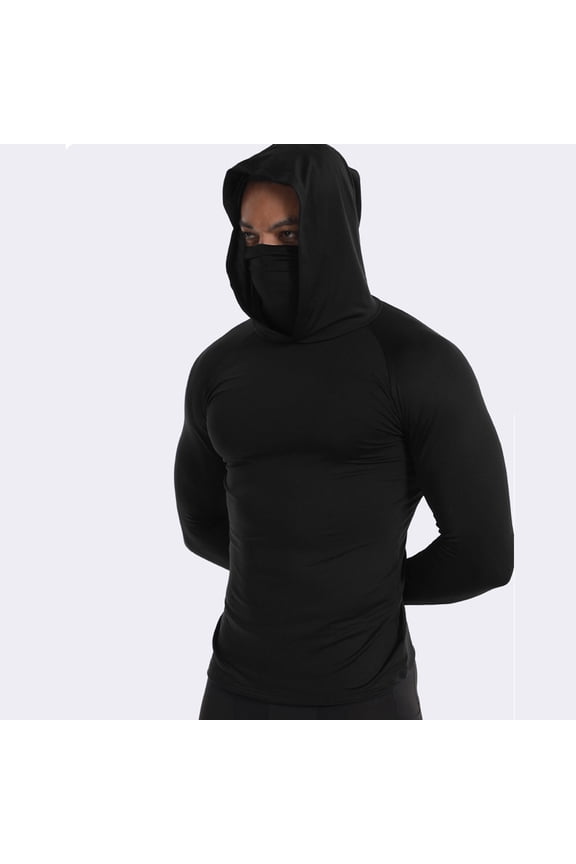 Unisex Ice Silk Hooded Sun Protection Shirt | UPF 50+ Face Mask & Thumb Holes | Breathable Lightweight Polyester | Spring/Summer/Fall Outdoor Hiking Fishing Top