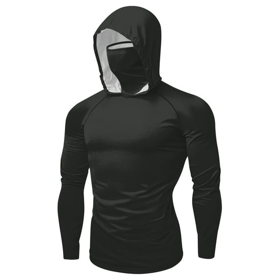 JXMVOJ Unisex Rash Guard Solid Long Sleeve Hooded Face Mask Ice Silk Anti-Uv Apparel Summer Cool Elegant Loose Casual Sunscreen Hiking Running Athletic Sun Protection Shirts