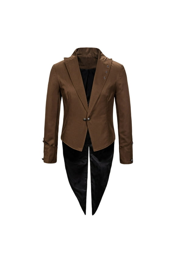 Vintage Steampunk Tailcoat Jacket for Men Gothic Victorian Frock Coat VTG Formal Medieval Tuxedo Costume for Halloween