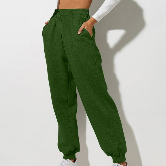 JXMVOJ Women Casual Trousers High Waist With Pockets Long Pants - Army Green,High Waisted Leggings