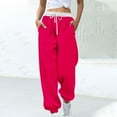 thumbnail image 1 of JXMVOJ Women Fashion Color Blocked Printed Drawstring Pants - Hot Pink,Capri Leggings For Women, 1 of 5