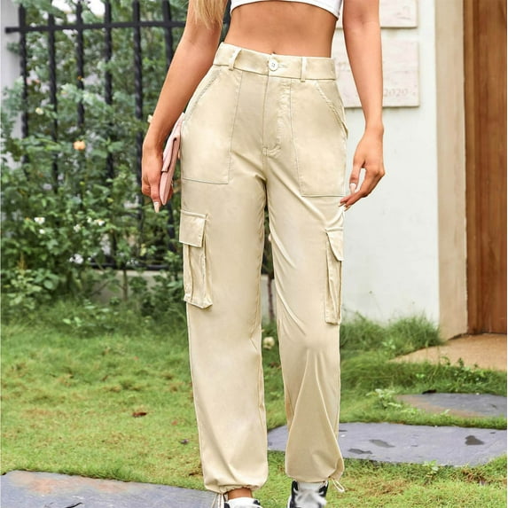 JXMVOJ Women's Fashion Loose Casual Wide Leg High Waist Pocket Overalls Cargo Pants ,Wide Leg Leggings For Women