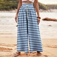 thumbnail image 1 of JXMVOJ Women's Fashionable Striped Printed Drawstring Wide Leg Pants - Light Blue,Leggings For Women Tummy Control, 1 of 5