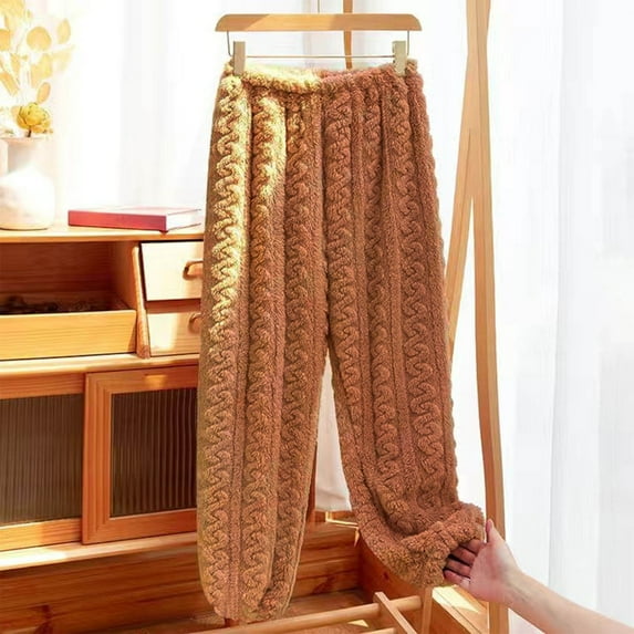 JXMVOJ Women's Plush Fuzzy Pajama Pants Warm Cozy Pj Bottoms Drawstring Lounge Pants Fleece Sweatpants Fluffy Sleepwear Women Plush Solid-Color Warm Loose Casual Pajama Pants
