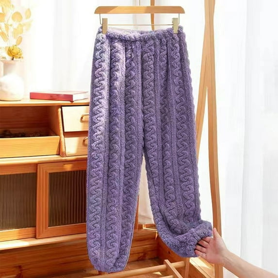 JXMVOJ Women's Plush Fuzzy Pajama Pants Warm Cozy Pj Bottoms Drawstring Lounge Pants Fleece Sweatpants Fluffy Sleepwear Women Plush Solid-Color Warm Loose Casual Pajama Pants