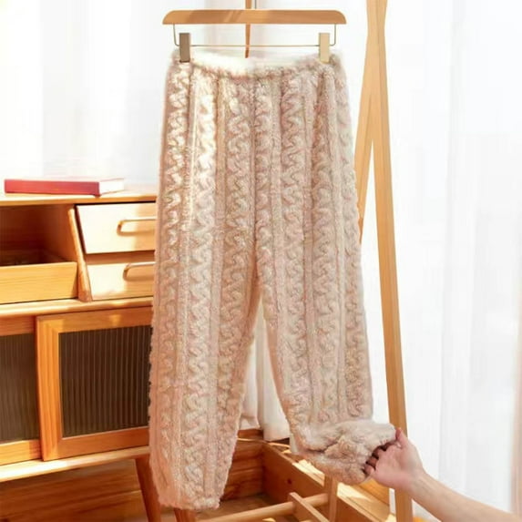 JXMVOJ Women's Plush Fuzzy Pajama Pants Warm Cozy Pj Bottoms Drawstring Lounge Pants Fleece Sweatpants Fluffy Sleepwear Women Plush Solid-Color Warm Loose Casual Pajama Pants