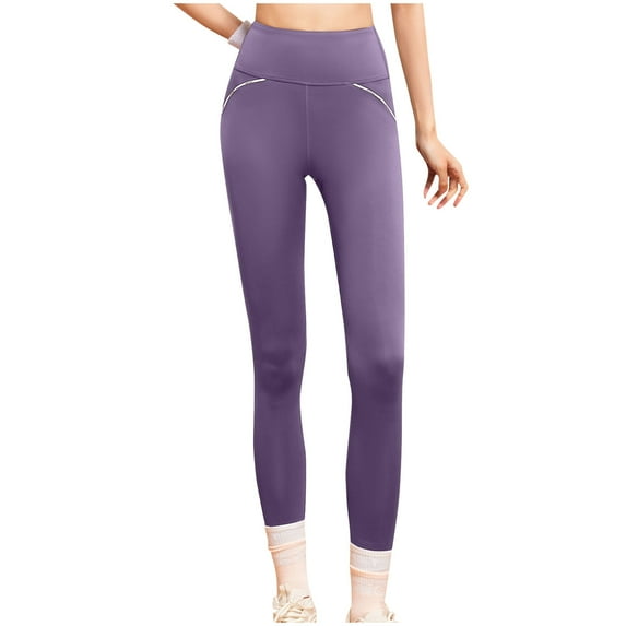 JXMVOJ Women's Quick Drying Elastic Sports Tight Pants With Mesh Side Pockets For Running Training Yoga Pants - Purple,Black Leggings Women Tummy Control