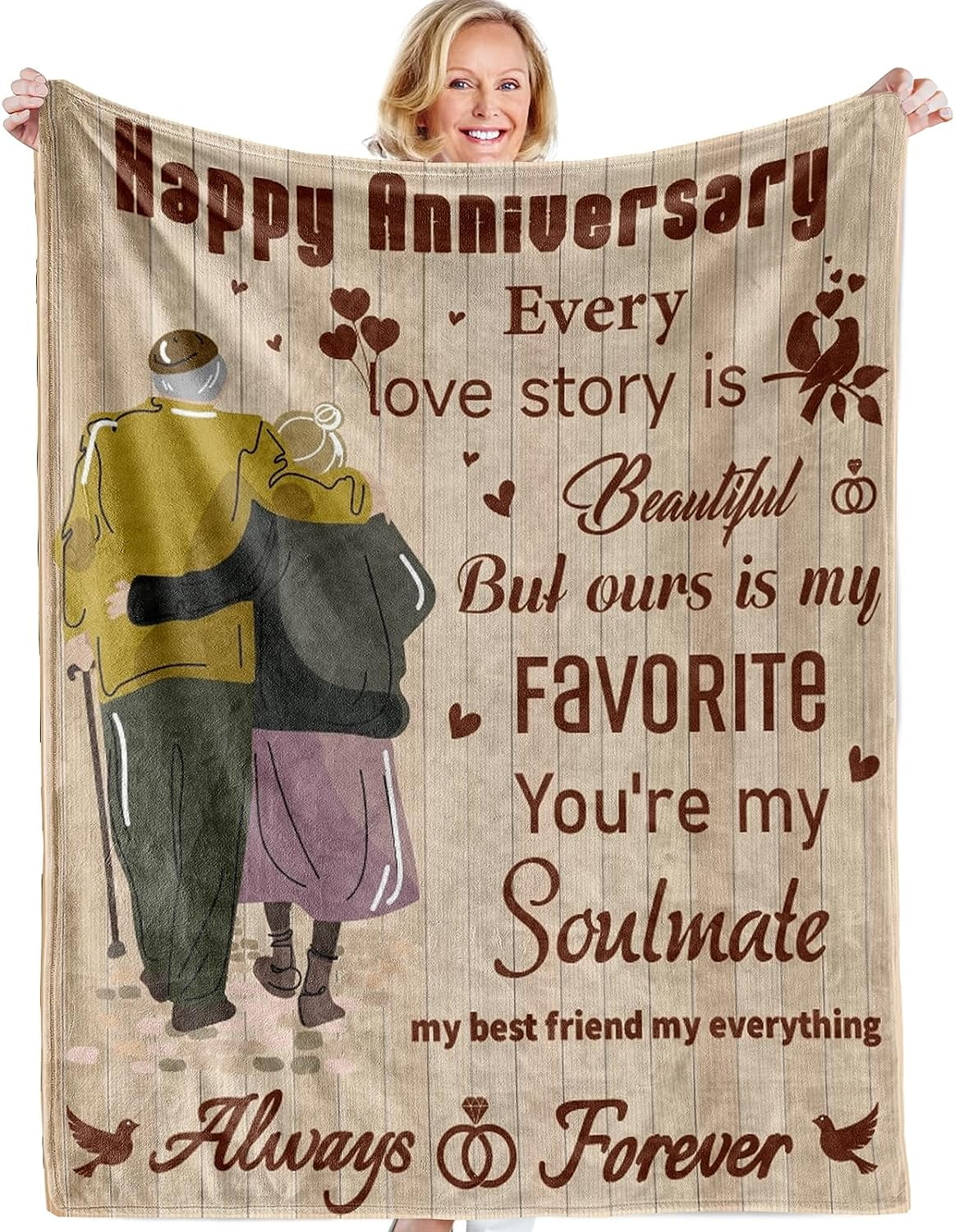 JXNUO 10th Anniversary Tin Gifts Blanket,10th Wedding Gift for Wife ...