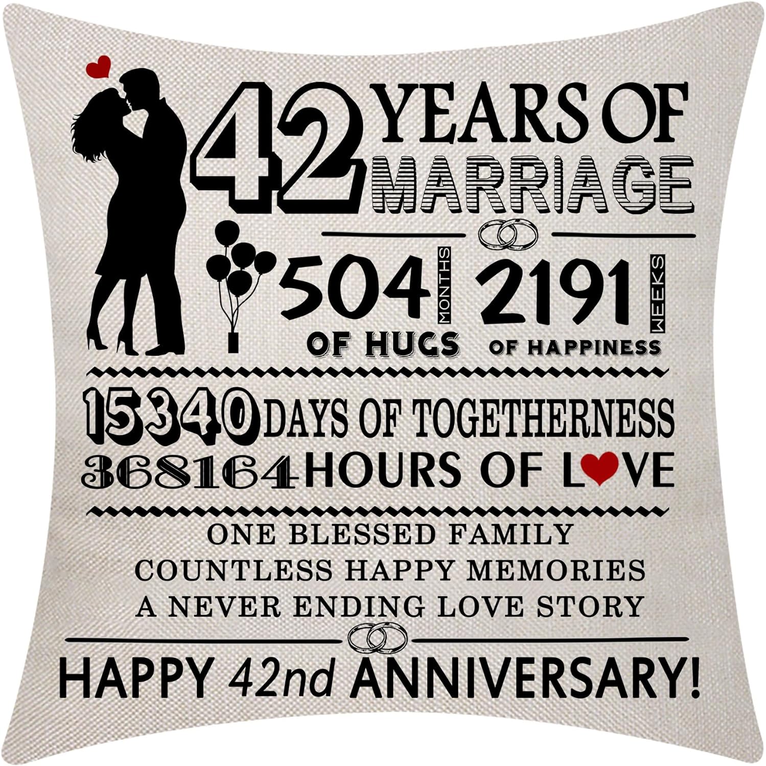 JXNUO 29th Wedding Anniversary Throw Pillow Cover 29 Years of Marriage Present Marriage Keepsake