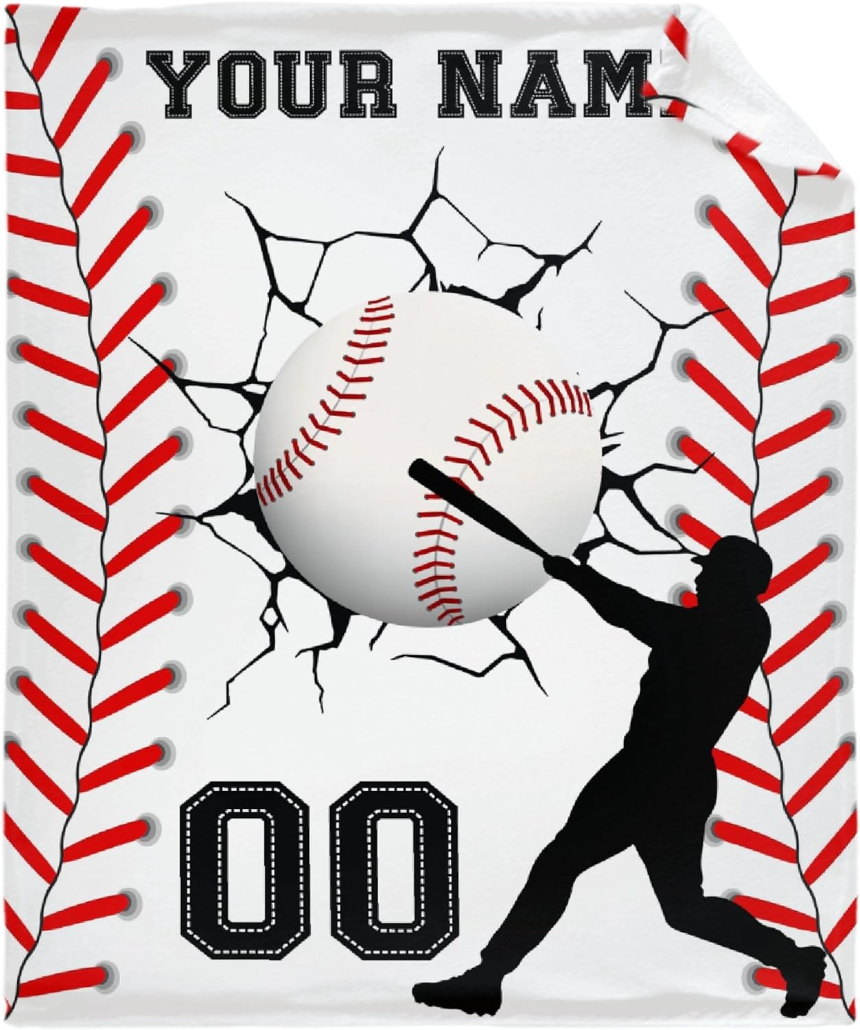 Dyoart Custom Infant Softball Blanket: Personalized Name And Number Blankets For Baby Kids Boys Girls Teen Mother's Day Father's Day Birthday Easter Gifts(60\"x80