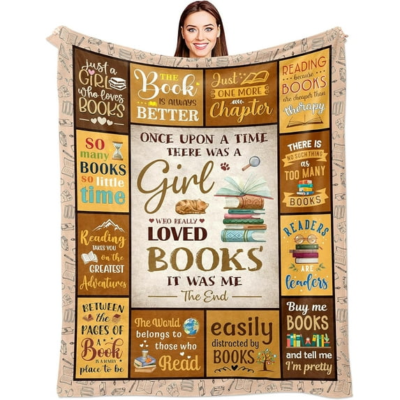 JXNUO Book Lovers Gifts for Christmas, Book Lovers Gift Ideas, Gifts for Book Club Readers, Book Lover Gifts for Women, Bookworm Librarian Gifts, Bookish Gifts for Women Throw Blanket for Xmas