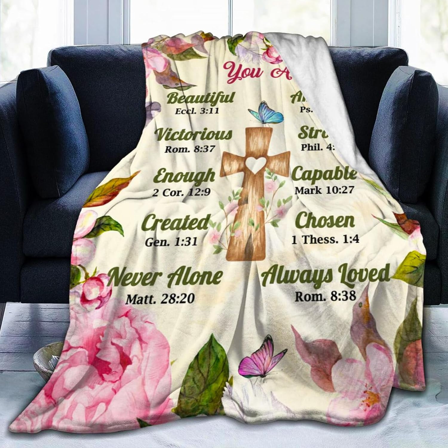 JXNUO Christian Gifts for Women Faith Bible Verse Fleece Blankets