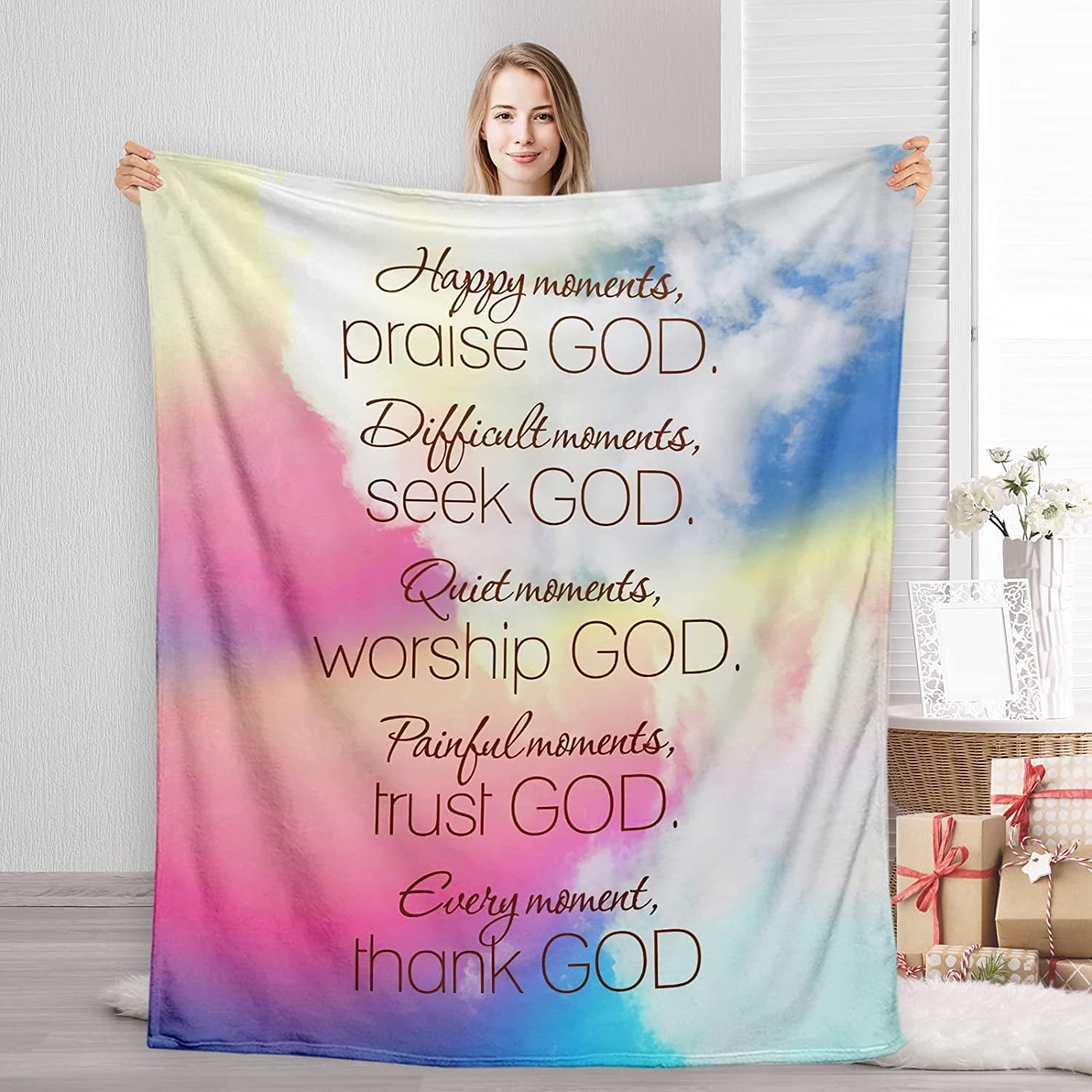 JXNUO Christian Gifts for Women Men, Religious Blanket with Spiritual