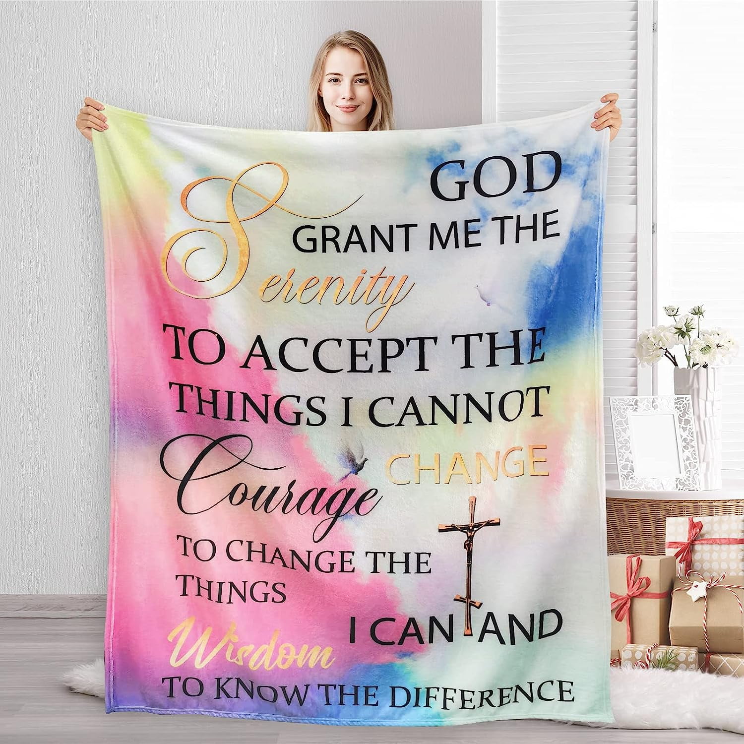 JXNUO Christian Gifts for Women Men, Religious Blanket with Spiritual