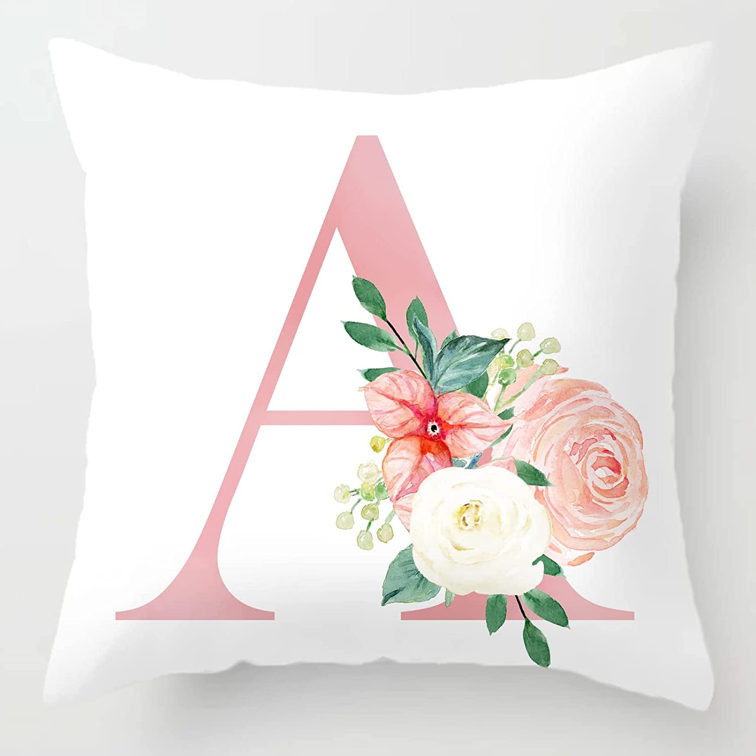 JXNUO Decorative Pillow Covers Pink Letter R Pillow Covers Floral Throw
