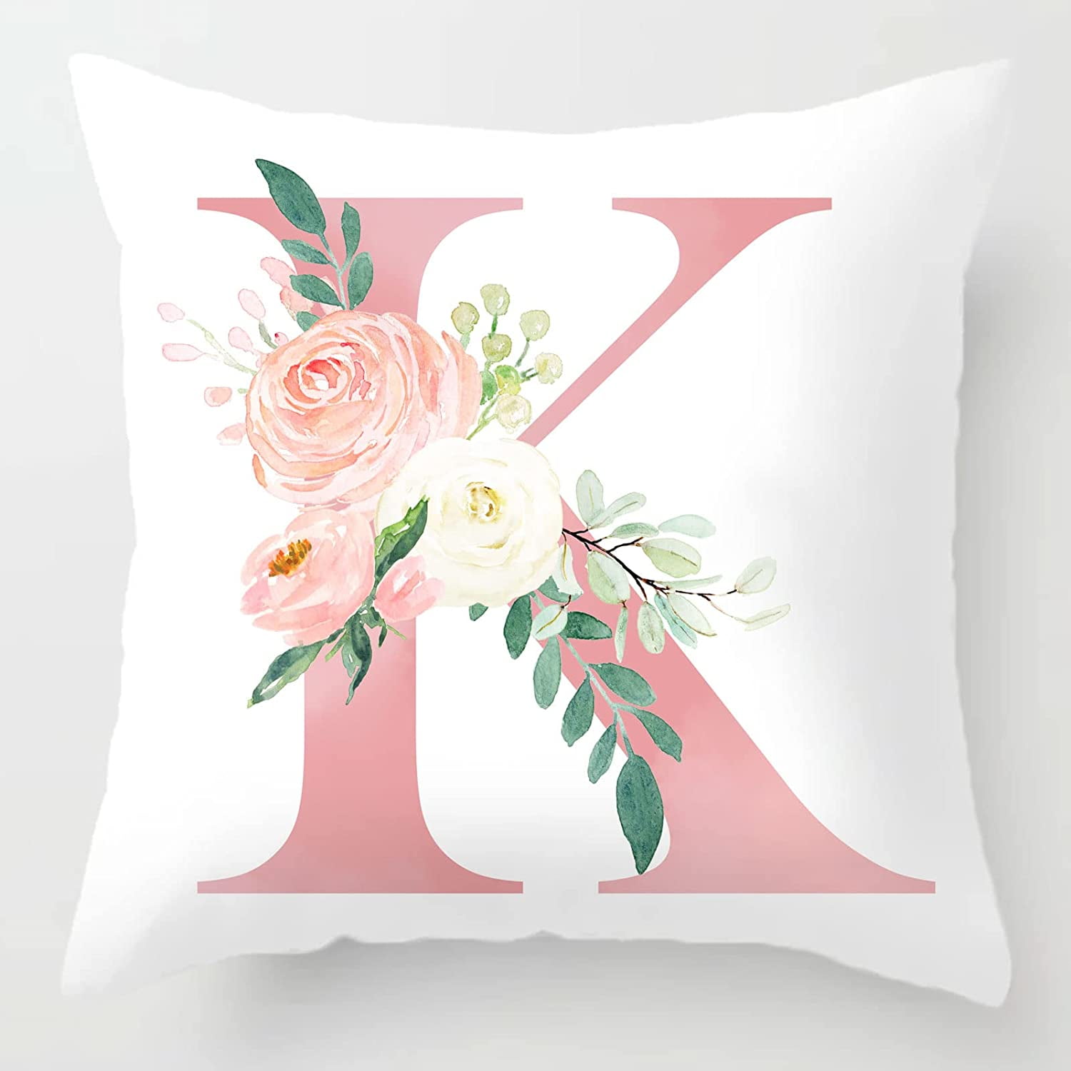 JXNUO Decorative Pillow Covers Pink Letter R Pillow Covers Floral Throw ...