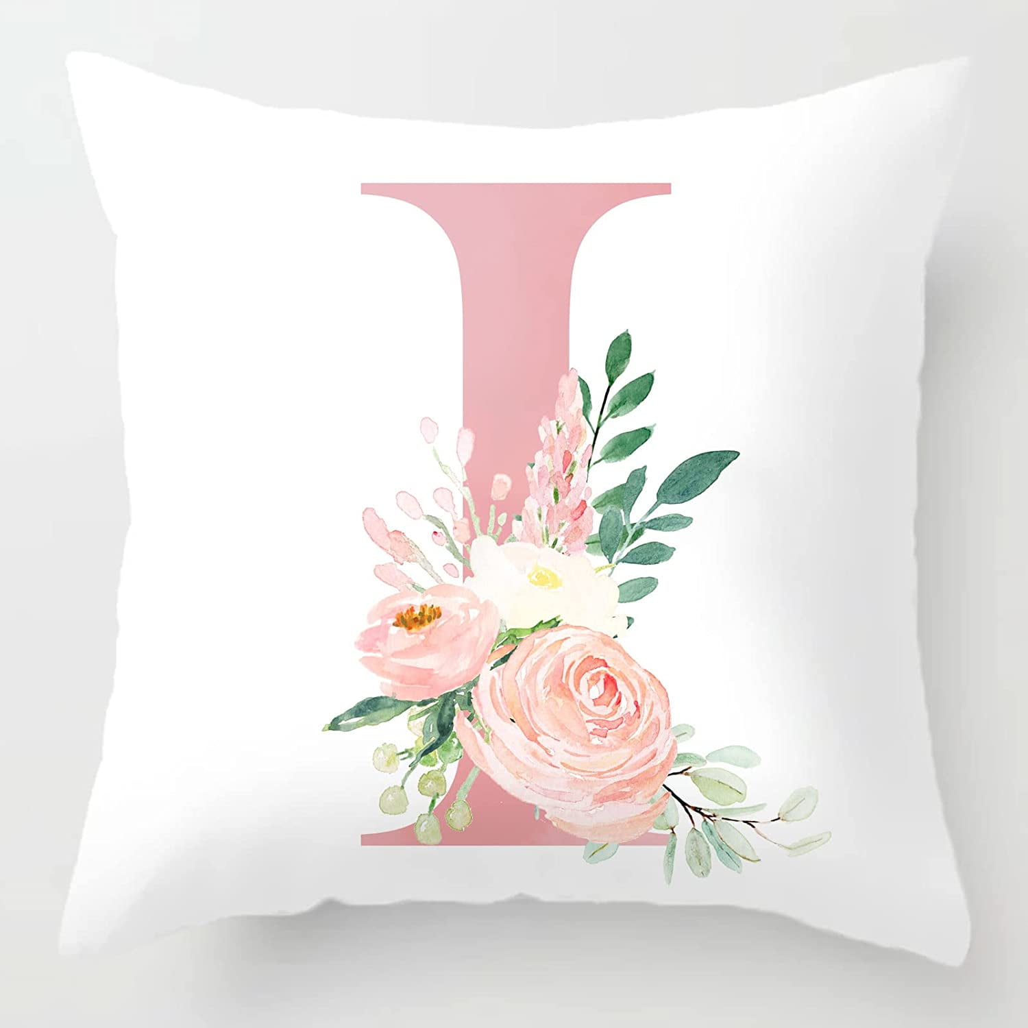 JXNUO Decorative Pillow Covers Pink Letter R Pillow Covers Floral Throw ...