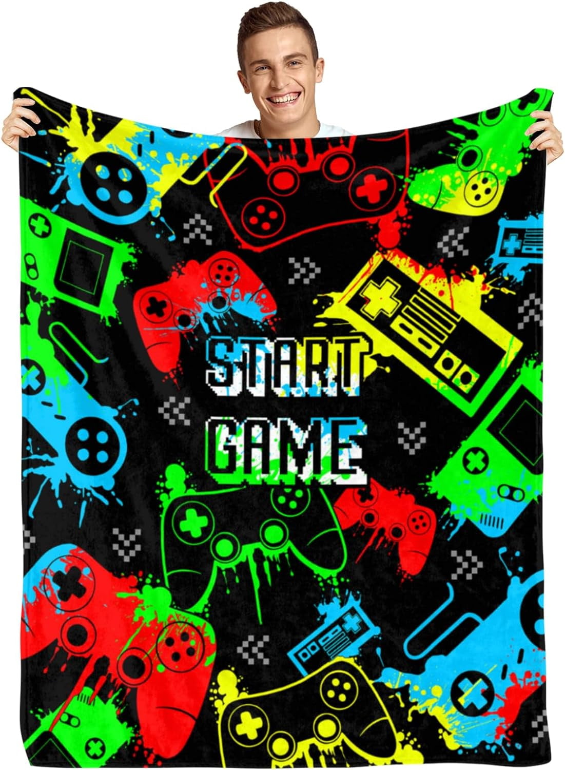 JXNUO Gaming Blanket Boys Girls Gamer Blankets Work Travel Soft Gamer