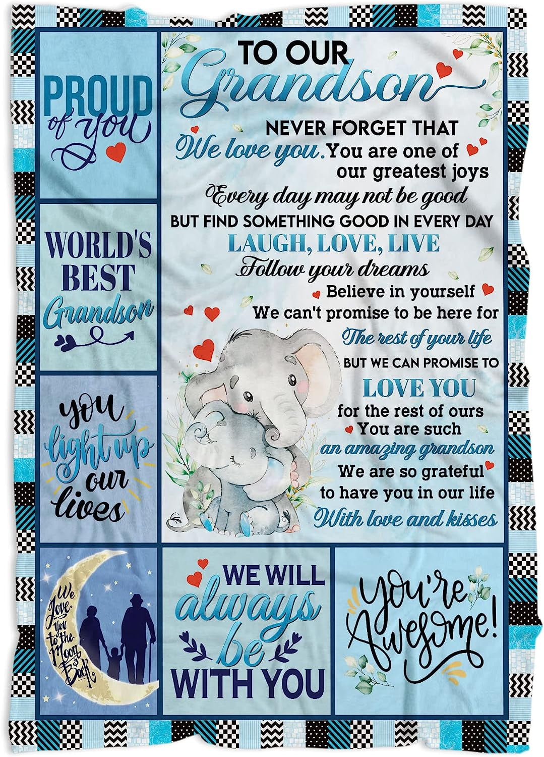 JXNUO Grandson Blanket Gifts from Grandpa & Grandma, to My Grandson