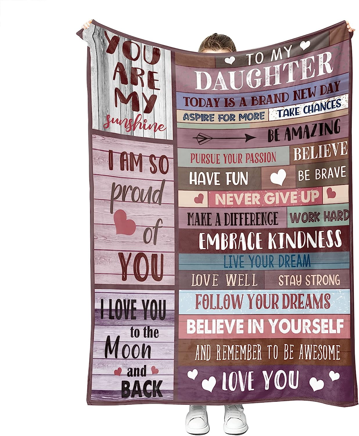 JXNUO to My Daughter Blanket from Dad Mom, Warm Letter Throw Blanket