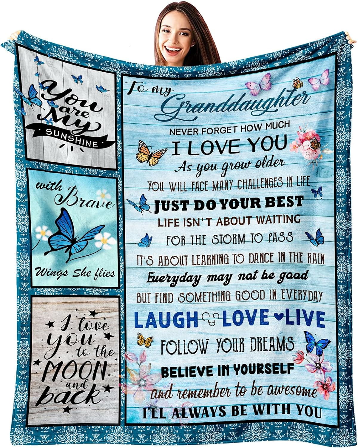 JXNUO to My Granddaughter Blanket Granddaughter Gifts from Grandma