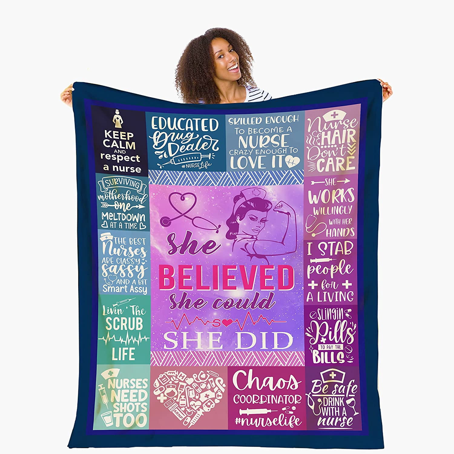 Personalized Nurse Blanket - Gift Idea For Nurse/Birthday - She Believed She Could So She Did