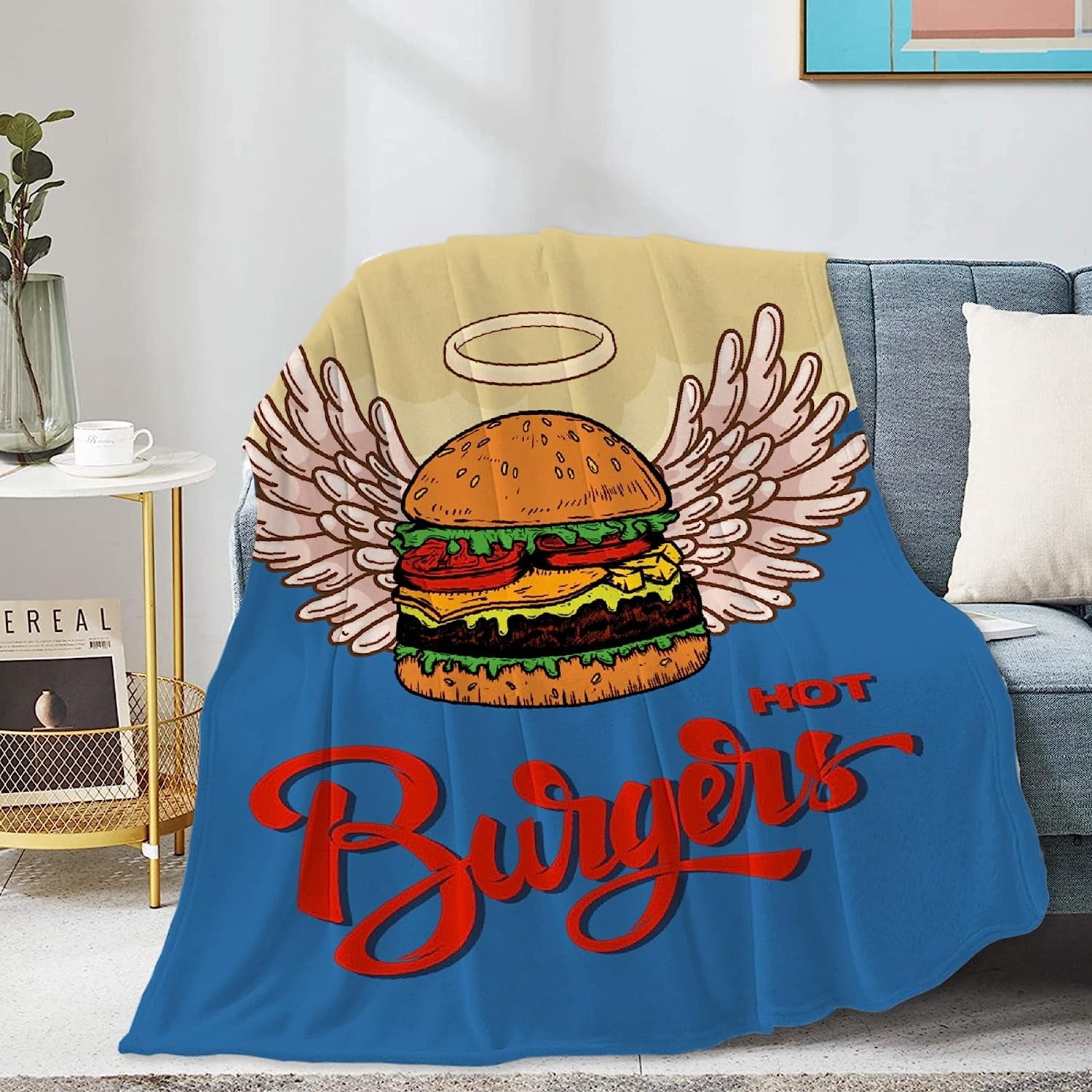 JXNUO Popcorn Coke and Donut Soft Blanket Flannel Cozy Fuzzy Cute Food