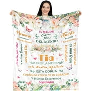 JXNUO Regalos para Tía, Regalos para Tía En Español, Tia Gifts for Aunt in Spanish, Aunt Auntie Gifts Ideas from Niece Nephew, Best Tia Ever Gifts, Aunt Birthday Gifts Blanketin