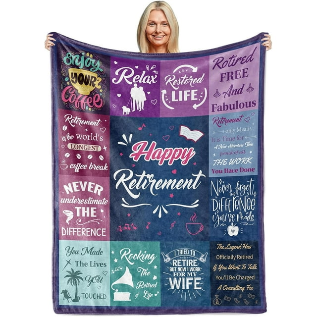 JXNUO Retirement Gifts Blanket,Happy Retirement Gifts for Women
