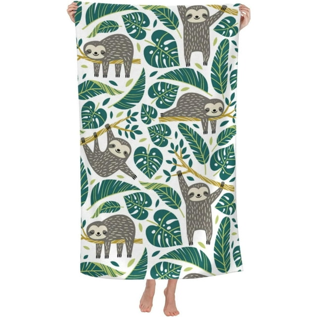 JXNUO Sloth Beach Towel for Adults Teens Boys Men Women Quick Dry