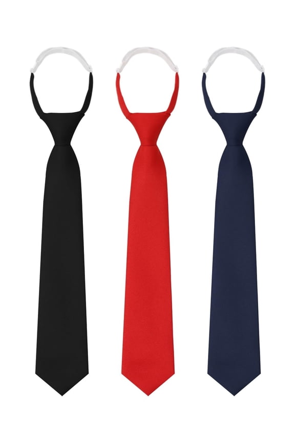 Black Tie for Women Pre-tied Adjustable Womens Ties 2.75" Skinny Neckties for Women School Uniforms Graduation