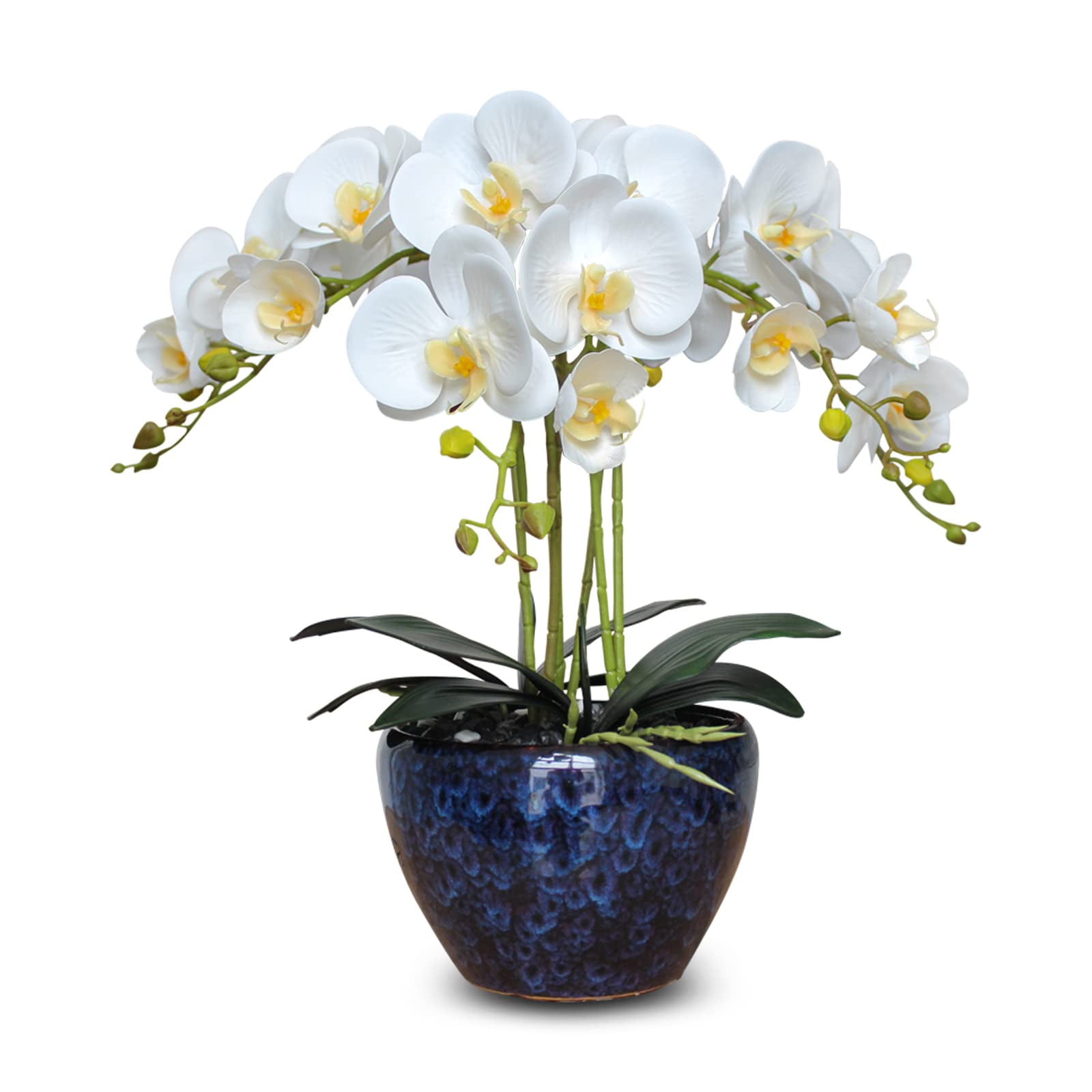 5-Pack Artificial Orchids – 17 Inch Silk Flowers With Adjustable Stems For Home & Office Decor